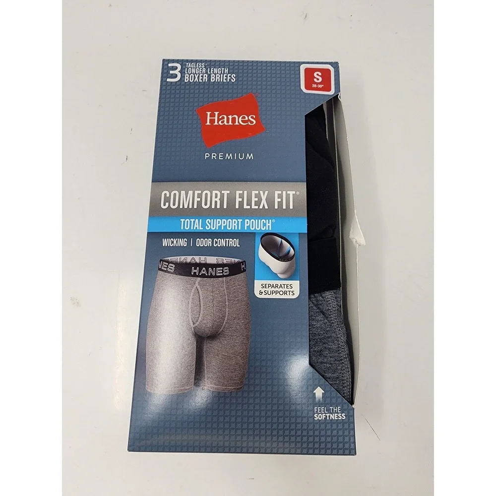 Hanes Mens Comfort Flex Fit Boxer Briefs Multicolor Tencel‎ Blend Casual Size S